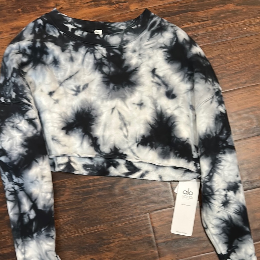 Alo Yoga Black and White Tie-Dye Women's Top